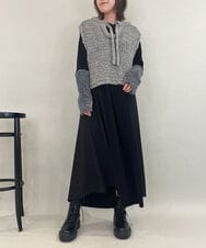 ZMECE38180 al'aise modulation(アレーズモジュレーション) 異素材切り替えニットワンピース ブラック