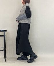 ZMECE38180 al'aise modulation(アレーズモジュレーション) 異素材切り替えニットワンピース ブラック