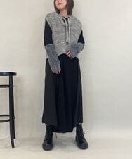 ZMECE38180 al'aise modulation(アレーズモジュレーション) 異素材切り替えニットワンピース ブラック