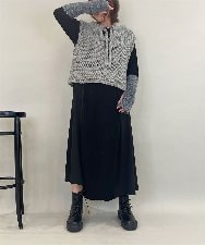 ZMECE38180 al'aise modulation(アレーズモジュレーション) 異素材切り替えニットワンピース ブラック