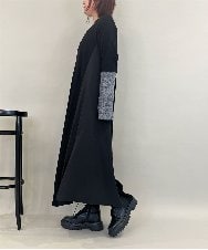 ZMECE38180 al'aise modulation(アレーズモジュレーション) 異素材切り替えニットワンピース ブラック