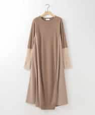 ZMECE38180 al'aise modulation(アレーズモジュレーション) 異素材切り替えニットワンピース ベージュ