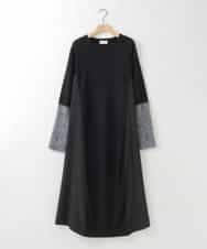 ZMECE38180 al'aise modulation(アレーズモジュレーション) 異素材切り替えニットワンピース ブラック
