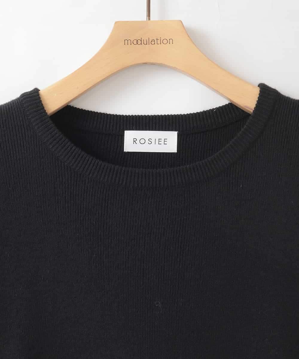 ZMECE38180 al'aise modulation(アレーズモジュレーション) 異素材切り替えニットワンピース ブラック