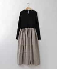 ZMEEE02170 al'aise modulation(アレーズモジュレーション) ウエスト切り替えニットジョイントワンピース ベージュ