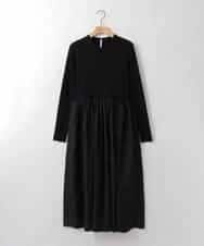 ZMEEE02170 al'aise modulation(アレーズモジュレーション) ウエスト切り替えニットジョイントワンピース ブラック