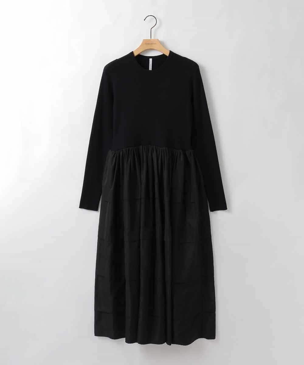 ZMEEE02170 al'aise modulation(アレーズモジュレーション) ウエスト切り替えニットジョイントワンピース ブラック