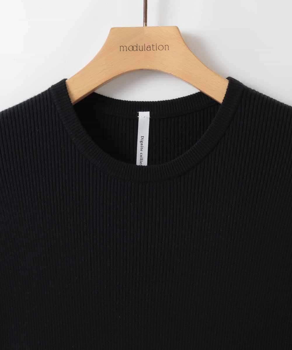 ZMEEE02170 al'aise modulation(アレーズモジュレーション) ウエスト切り替えニットジョイントワンピース ブラック