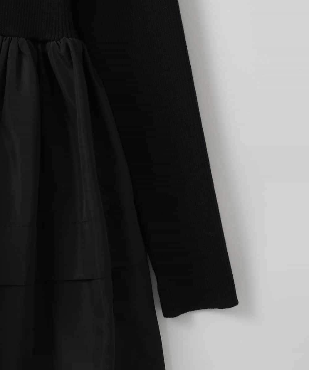 ZMEEE02170 al'aise modulation(アレーズモジュレーション) ウエスト切り替えニットジョイントワンピース ブラック