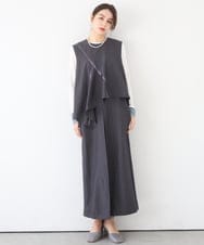 ZMEEE03150 al'aise modulation(アレーズモジュレーション) レイヤードストライプワンピース グレー