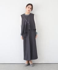 ZMEEE03150 al'aise modulation(アレーズモジュレーション) レイヤードストライプワンピース グレー