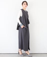 ZMEEE03150 al'aise modulation(アレーズモジュレーション) レイヤードストライプワンピース グレー