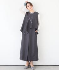 ZMEEE03150 al'aise modulation(アレーズモジュレーション) レイヤードストライプワンピース グレー