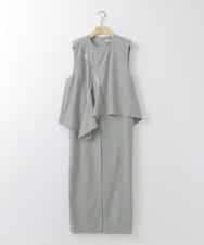 ZMEEE03150 al'aise modulation(アレーズモジュレーション) レイヤードストライプワンピース グリーン