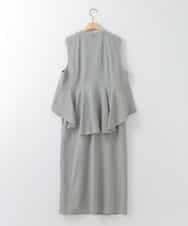 ZMEEE03150 al'aise modulation(アレーズモジュレーション) レイヤードストライプワンピース グリーン