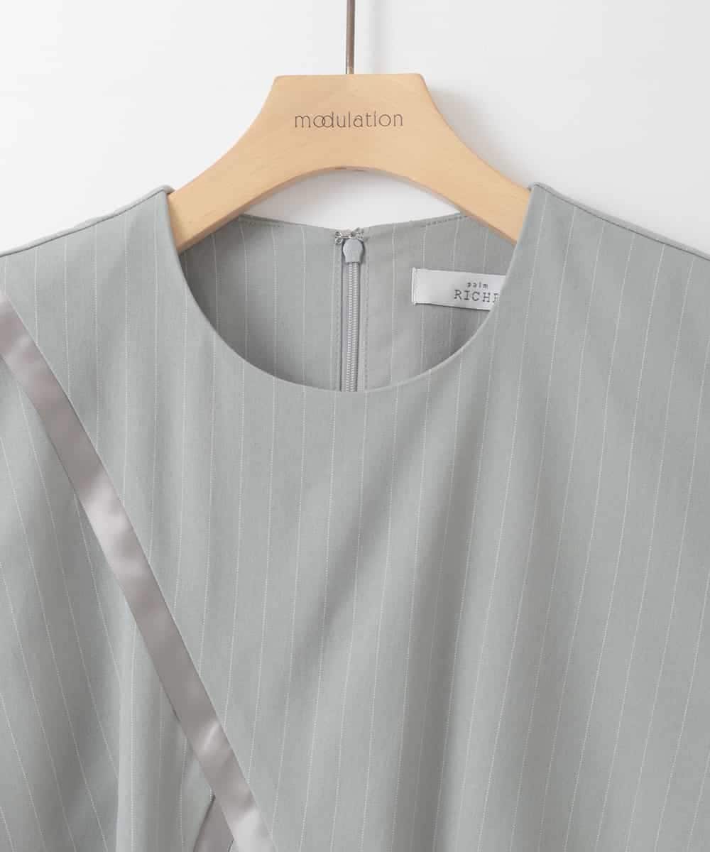 ZMEEE03150 al'aise modulation(アレーズモジュレーション) レイヤードストライプワンピース グリーン