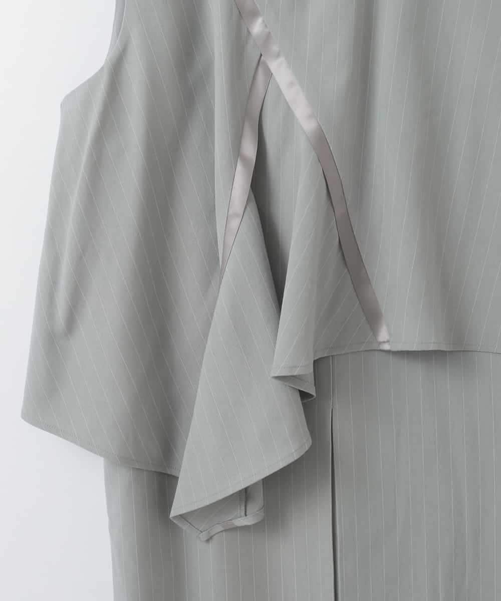 ZMEEE03150 al'aise modulation(アレーズモジュレーション) レイヤードストライプワンピース グリーン