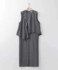 ZMEEE03150 al'aise modulation(アレーズモジュレーション) レイヤードストライプワンピース グレー