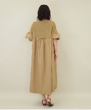 ZMEEE04169 al'aise modulation(アレーズモジュレーション) プリーツドッキングニットワンピース ベージュ