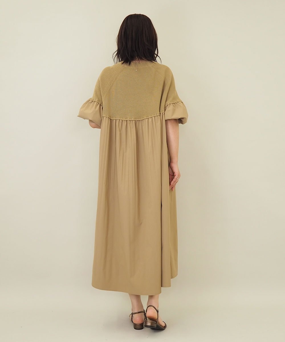 ZMEEE04169 al'aise modulation(アレーズモジュレーション) プリーツドッキングニットワンピース ベージュ