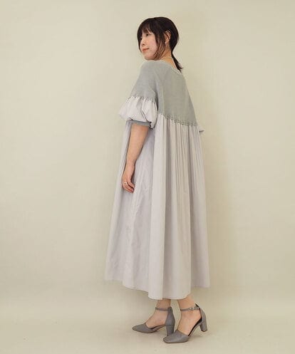 ZMEEE04169 al'aise modulation プリーツドッキングニットワンピース