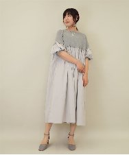 ZMEEE04169 al'aise modulation(アレーズモジュレーション) プリーツドッキングニットワンピース ライトグレー