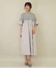 ZMEEE04169 al'aise modulation(アレーズモジュレーション) プリーツドッキングニットワンピース ライトグレー
