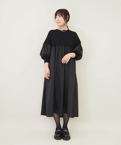 ZMEEE04169 al'aise modulation プリーツドッキングニットワンピース