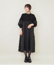 ZMEEE04169 al'aise modulation(アレーズモジュレーション) プリーツドッキングニットワンピース ブラック