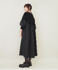 ZMEEE04169 al'aise modulation(アレーズモジュレーション) プリーツドッキングニットワンピース ブラック