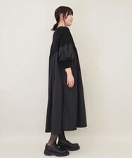 ZMEEE04169 al'aise modulation(アレーズモジュレーション) プリーツドッキングニットワンピース ブラック