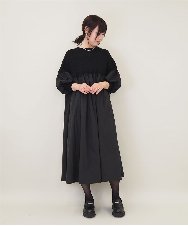 ZMEEE04169 al'aise modulation(アレーズモジュレーション) プリーツドッキングニットワンピース ブラック