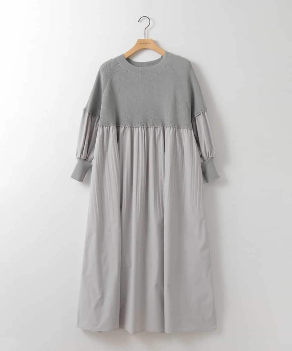 ZMEEE04169 al'aise modulation(アレーズモジュレーション) プリーツドッキングニットワンピース ライトグレー