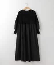 ZMEEE04169 al'aise modulation(アレーズモジュレーション) プリーツドッキングニットワンピース ブラック