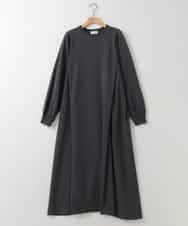 ZMEEE05180 al'aise modulation(アレーズモジュレーション) 【洗える】異素材コンビレースアクセントワンピース ダークグレー