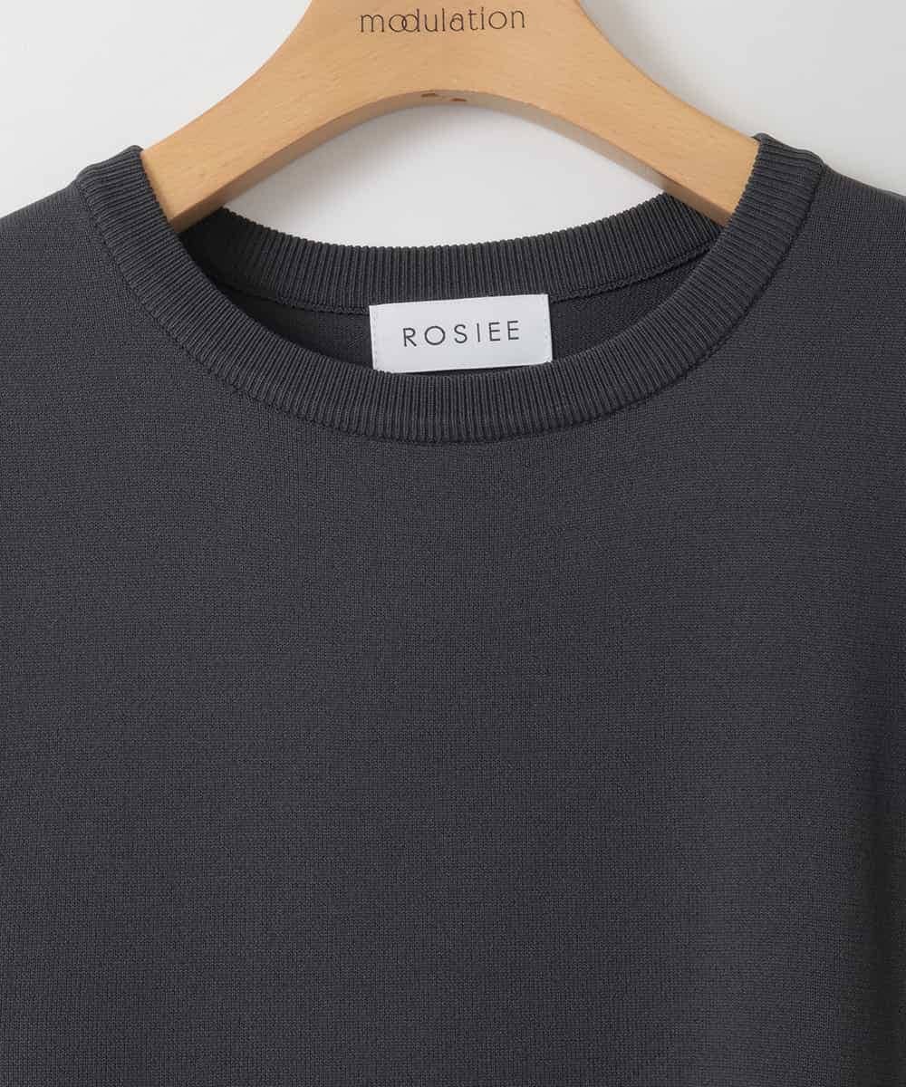 ZMEEE05180 al'aise modulation(アレーズモジュレーション) 【洗える】異素材コンビレースアクセントワンピース ダークグレー