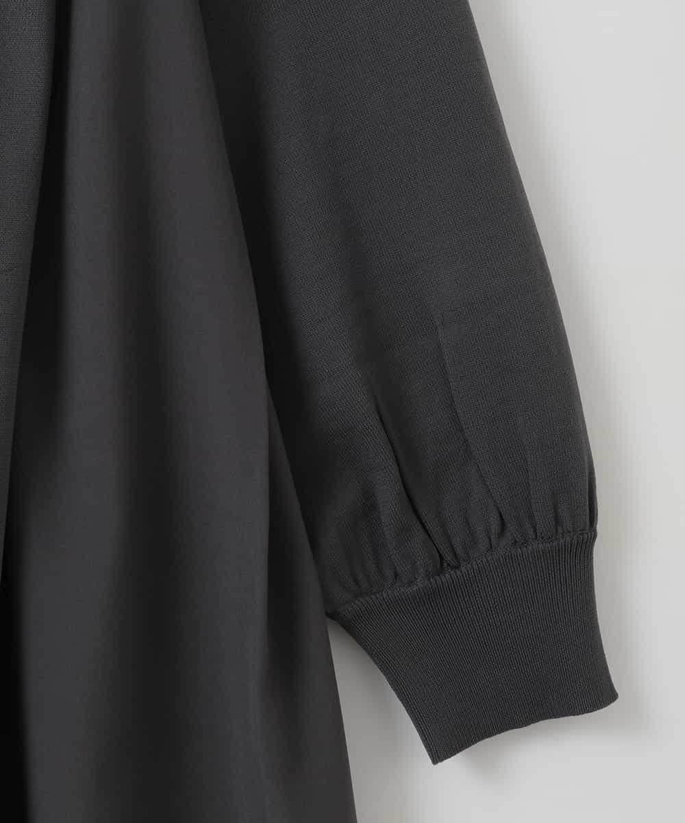 ZMEEE05180 al'aise modulation(アレーズモジュレーション) 【洗える】異素材コンビレースアクセントワンピース ダークグレー