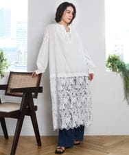 ZMEEE07168 al'aise modulation(アレーズモジュレーション) レース切り替えスモックワンピース ホワイト