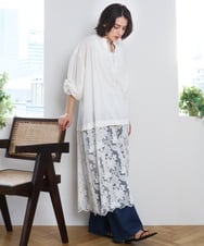 ZMEEE07168 al'aise modulation(アレーズモジュレーション) レース切り替えスモックワンピース ホワイト