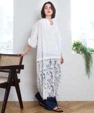 ZMEEE07168 al'aise modulation(アレーズモジュレーション) レース切り替えスモックワンピース ホワイト