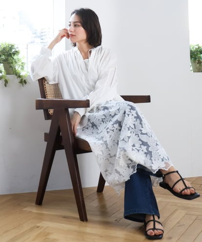 ZMEEE07168 al'aise modulation レース切り替えスモックワンピース