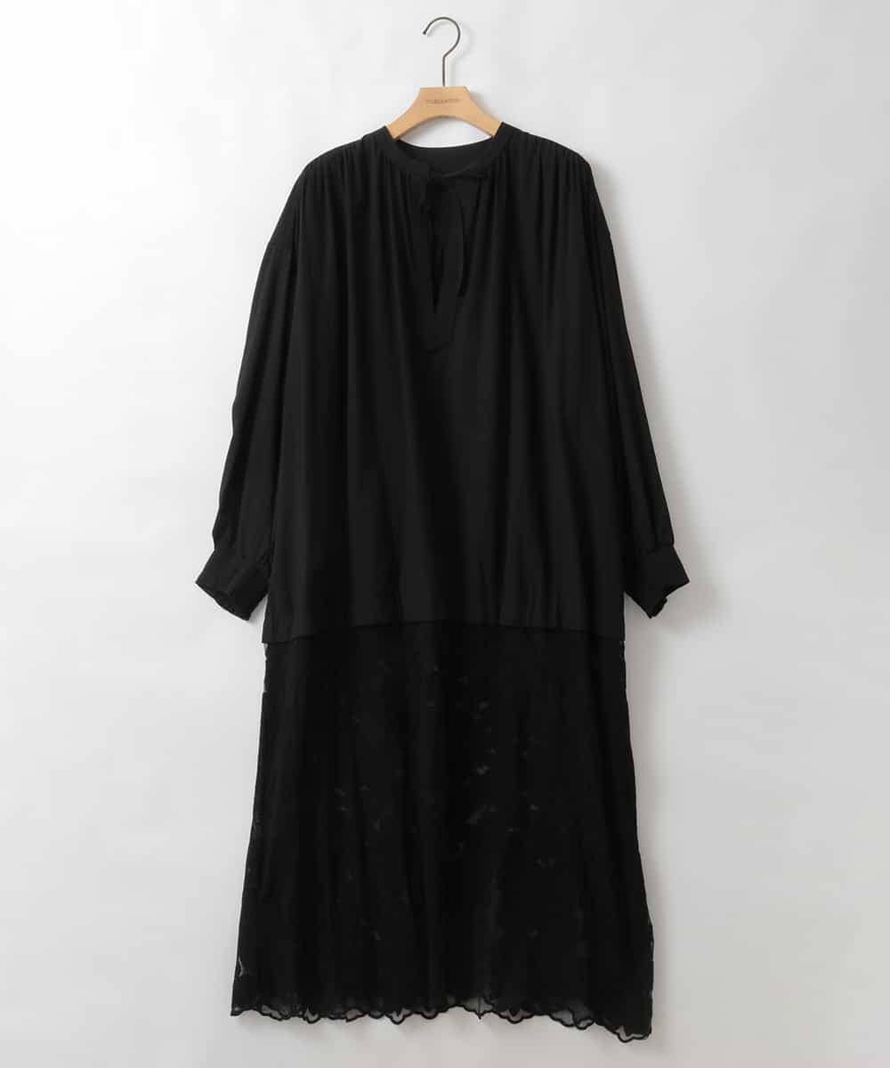 ZMEEE07168 al'aise modulation(アレーズモジュレーション) レース切り替えスモックワンピース ブラック
