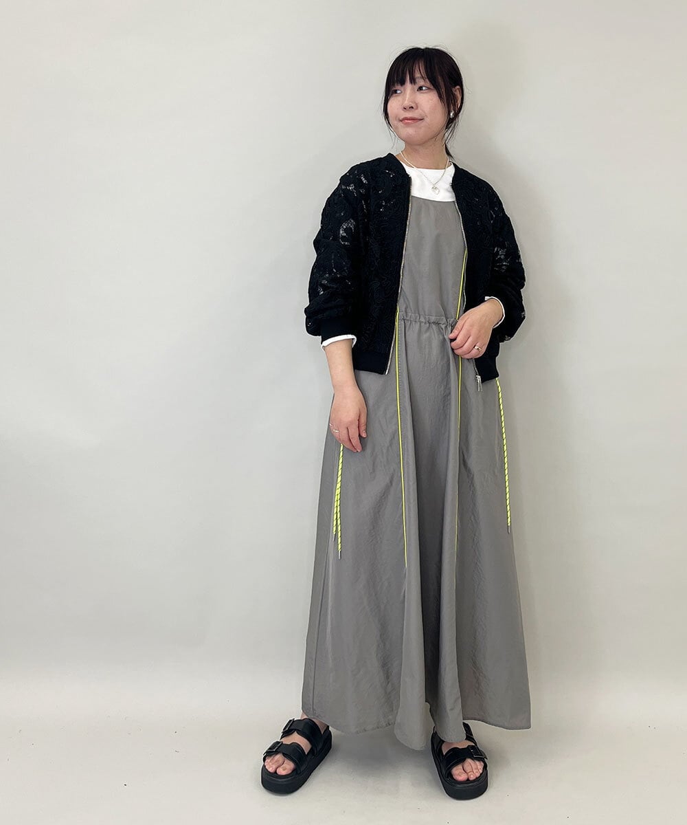 ZMEEE08180 al'aise modulation(アレーズモジュレーション) 配色ラインジャンパースカート ライトグレー