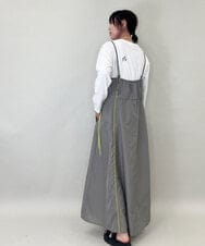 ZMEEE08180 al'aise modulation(アレーズモジュレーション) 配色ラインジャンパースカート ライトグレー