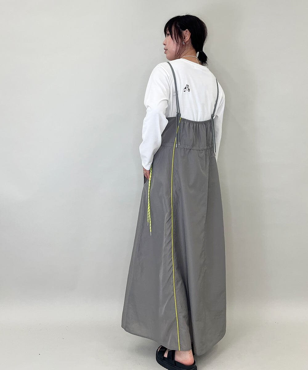 ZMEEE08180 al'aise modulation(アレーズモジュレーション) 配色ラインジャンパースカート ライトグレー