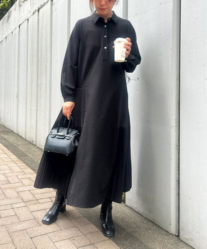 ZMEEE60189 al'aise modulation サイドプリーツロングシャツワンピース