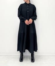 ZMEEE60189 al'aise modulation(アレーズモジュレーション) サイドプリーツロングシャツワンピース ブラック