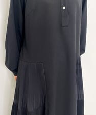 ZMEEE60189 al'aise modulation(アレーズモジュレーション) サイドプリーツロングシャツワンピース ブラック