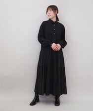 ZMEEE60189 al'aise modulation(アレーズモジュレーション) サイドプリーツロングシャツワンピース ブラック