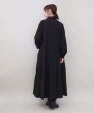 ZMEEE60189 al'aise modulation(アレーズモジュレーション) サイドプリーツロングシャツワンピース ブラック